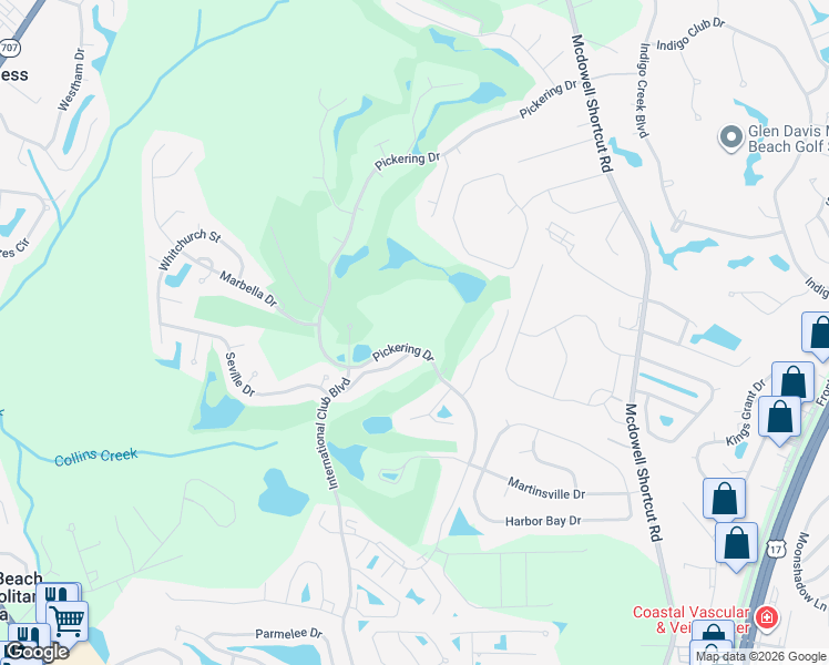 map of restaurants, bars, coffee shops, grocery stores, and more near 237 Madrid Drive in Murrells Inlet