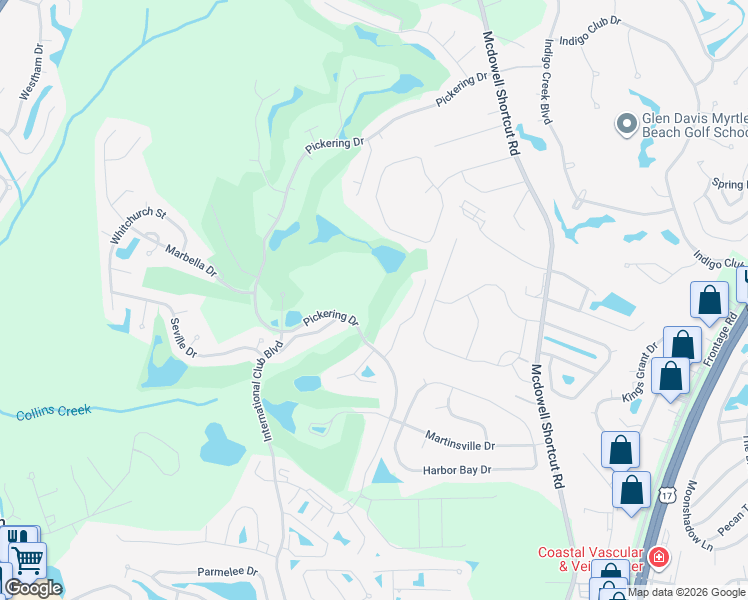 map of restaurants, bars, coffee shops, grocery stores, and more near 701 Pickering Drive in Murrells Inlet