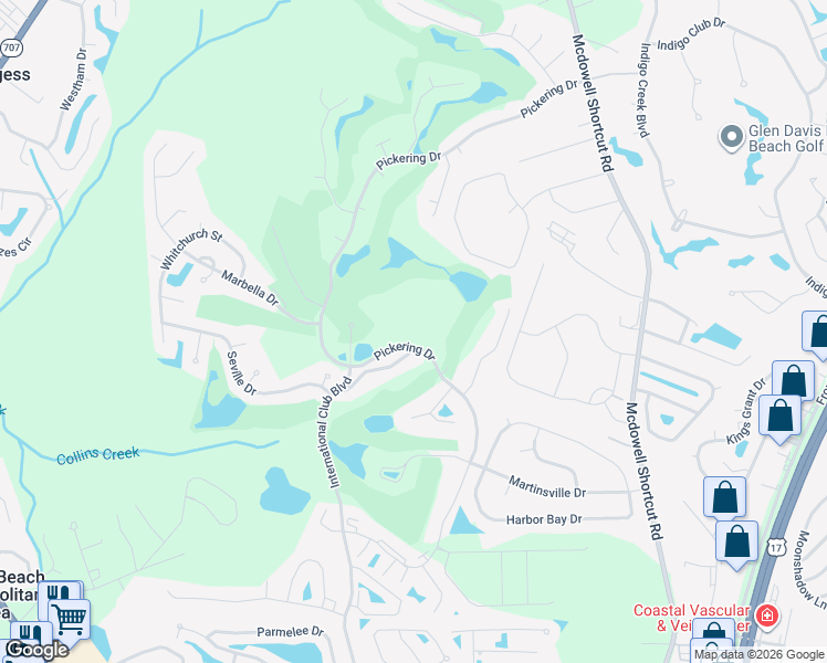 map of restaurants, bars, coffee shops, grocery stores, and more near 237 Madrid Drive in Murrells Inlet