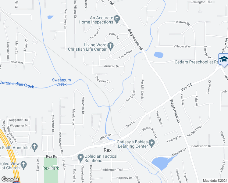 map of restaurants, bars, coffee shops, grocery stores, and more near 5755 Pahaska Court in Ellenwood
