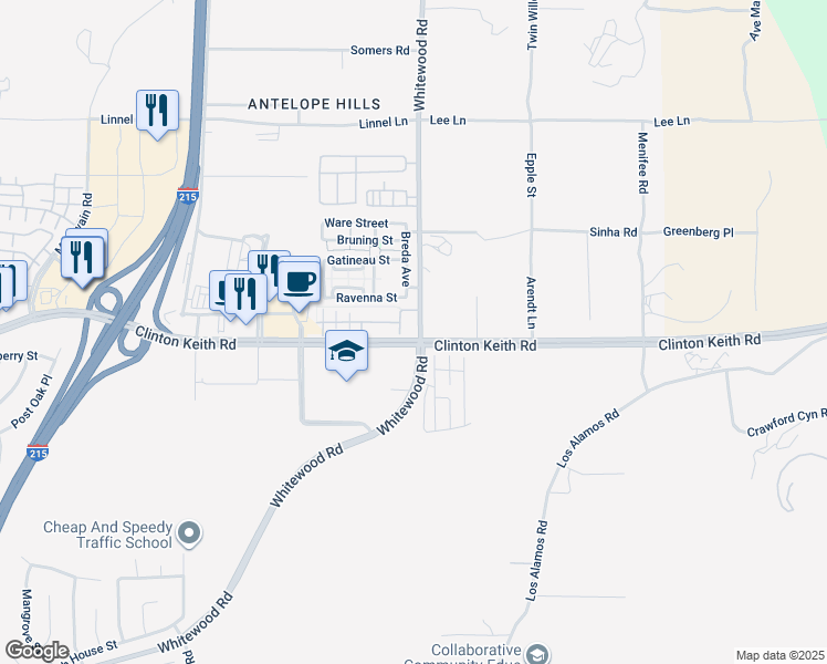 map of restaurants, bars, coffee shops, grocery stores, and more near 8 Lindstrand Avenue in Murrieta