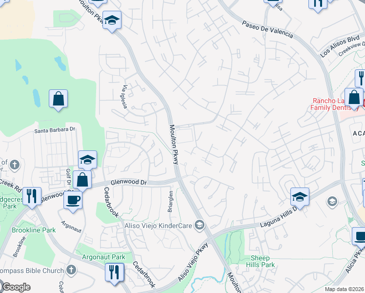 map of restaurants, bars, coffee shops, grocery stores, and more near 754 Avenida Majorca in Laguna Woods