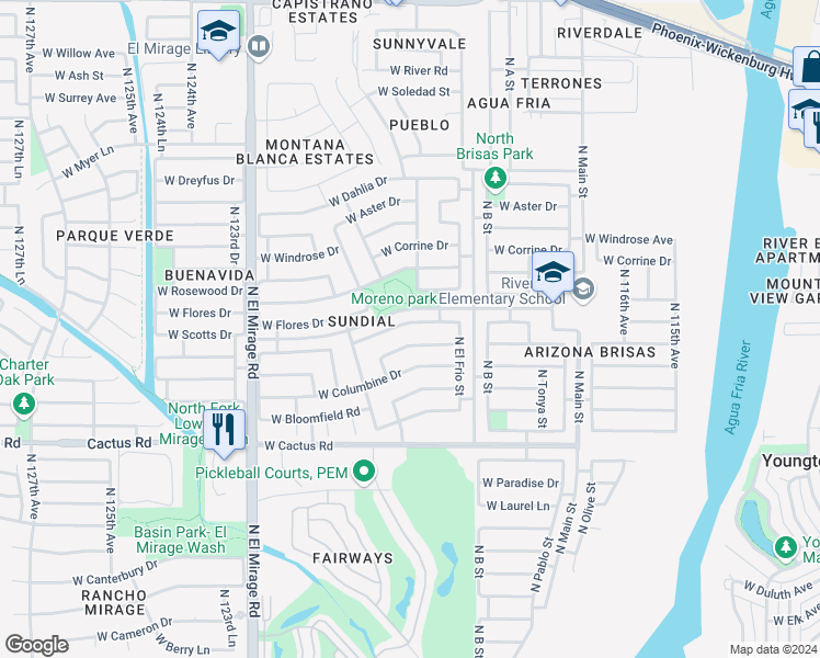 map of restaurants, bars, coffee shops, grocery stores, and more near 12009 West Scotts Drive in El Mirage