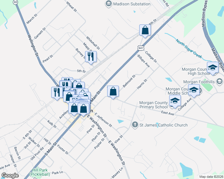 map of restaurants, bars, coffee shops, grocery stores, and more near 330 Park Street in Madison