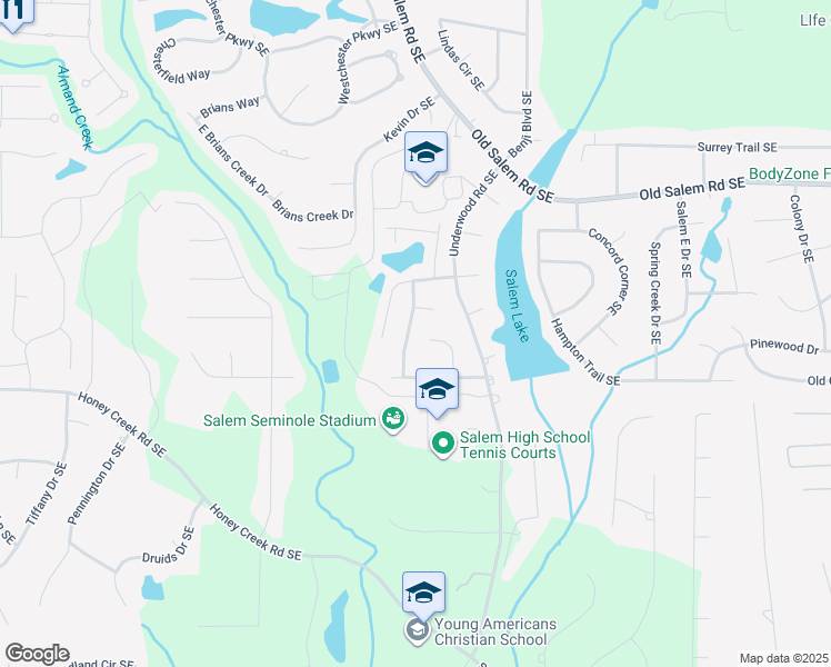 map of restaurants, bars, coffee shops, grocery stores, and more near 3422 Salem Mill Trail Southeast in Conyers
