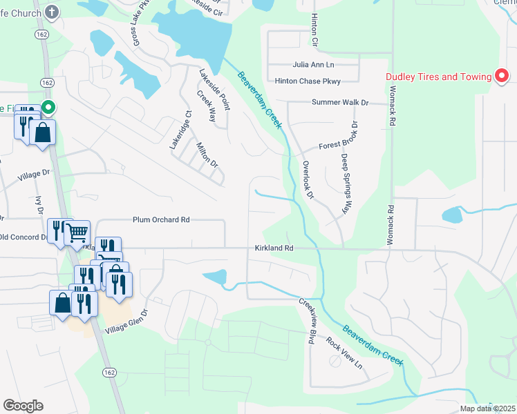 map of restaurants, bars, coffee shops, grocery stores, and more near 23 Gum Tree Court in Covington