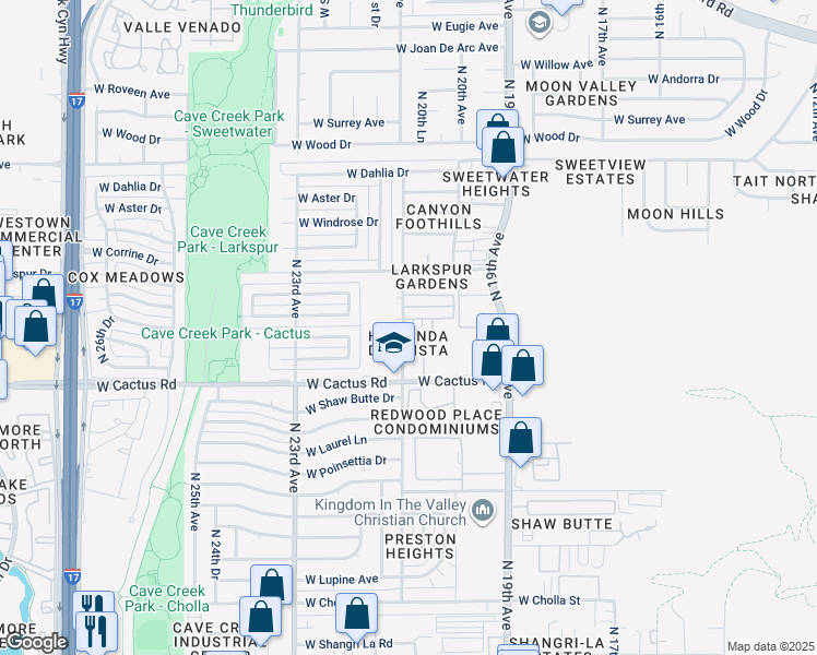 map of restaurants, bars, coffee shops, grocery stores, and more near 12202 North 21st Avenue in Phoenix