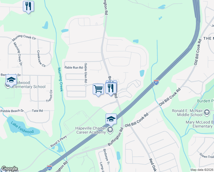 map of restaurants, bars, coffee shops, grocery stores, and more near 3358 Sable Chase Lane in Atlanta
