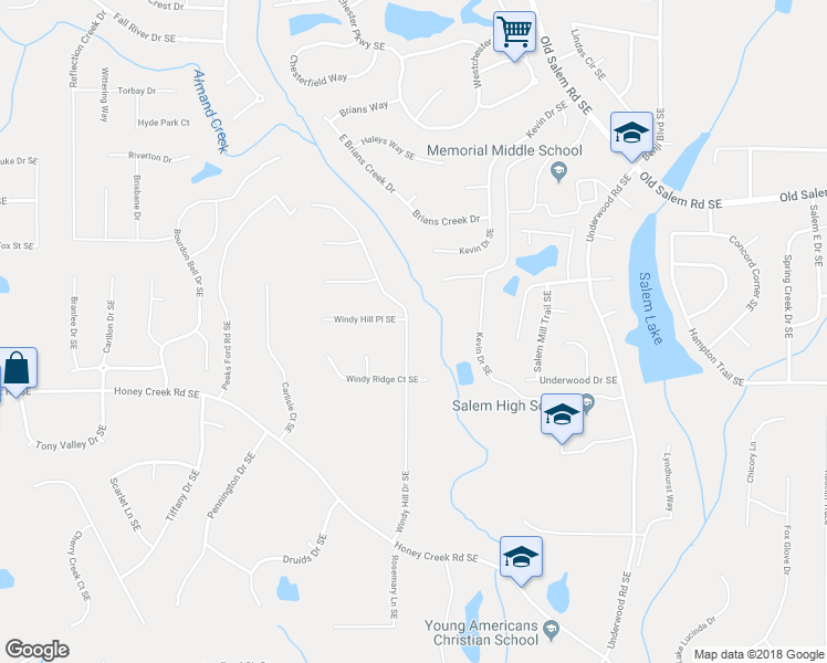 map of restaurants, bars, coffee shops, grocery stores, and more near 3736 Windy Hill Drive Southeast in Conyers