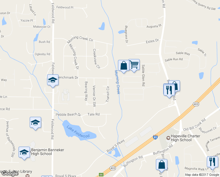 map of restaurants, bars, coffee shops, grocery stores, and more near 555 Transit Circle in College Park