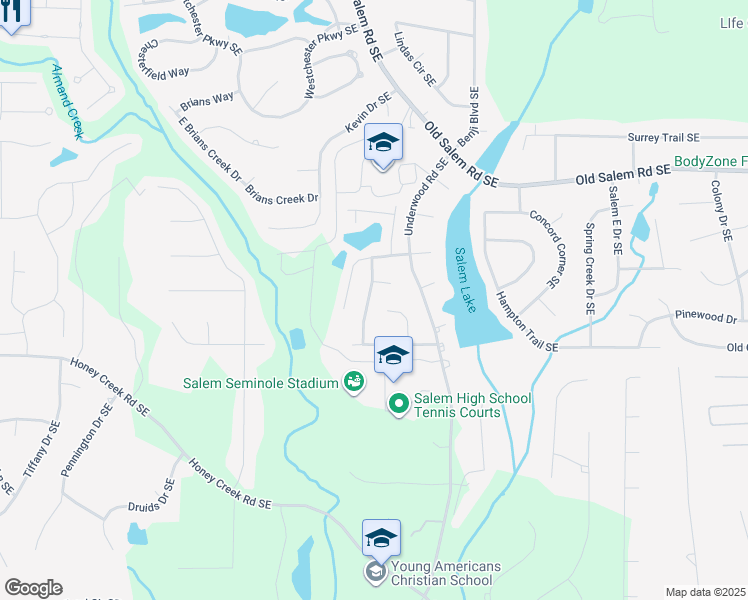 map of restaurants, bars, coffee shops, grocery stores, and more near 3422 Salem Mill Trail Southeast in Conyers