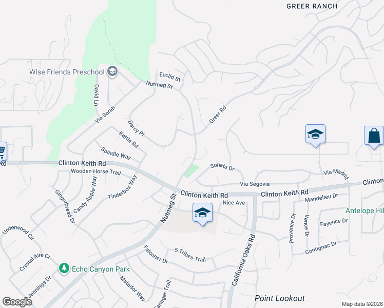map of restaurants, bars, coffee shops, grocery stores, and more near 36005 Redgrave Way in Murrieta