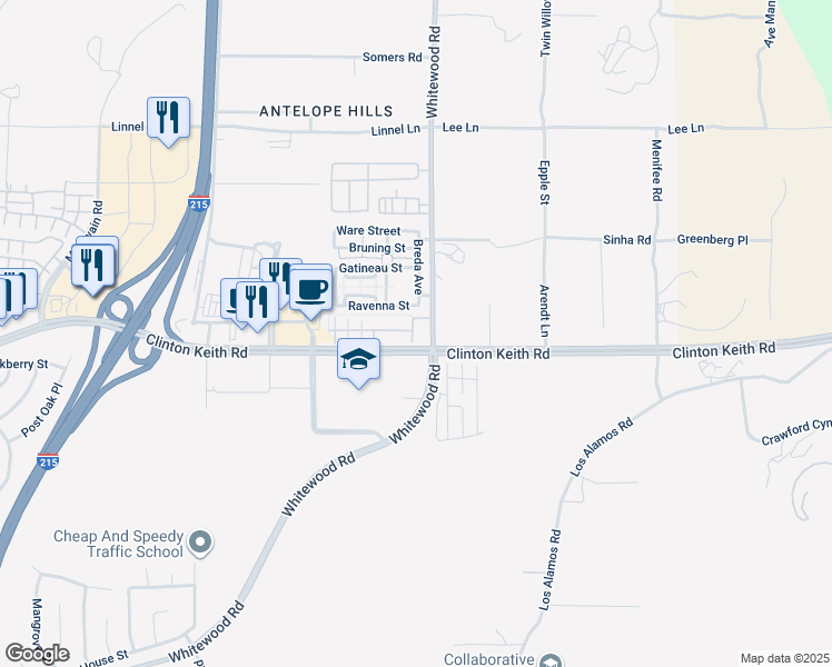 map of restaurants, bars, coffee shops, grocery stores, and more near 8 Lindstrand Avenue in Murrieta