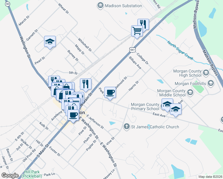 map of restaurants, bars, coffee shops, grocery stores, and more near 465 Belmont Street in Madison