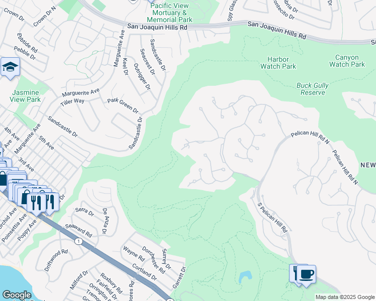 map of restaurants, bars, coffee shops, grocery stores, and more near 6 Premiere Point in Newport Beach