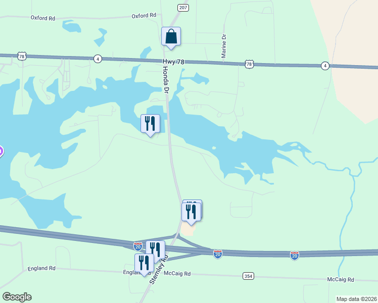 map of restaurants, bars, coffee shops, grocery stores, and more near 104 Clear Springs Road in Lincoln