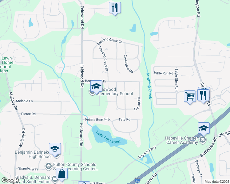 map of restaurants, bars, coffee shops, grocery stores, and more near 5780 Bearing Way in College Park