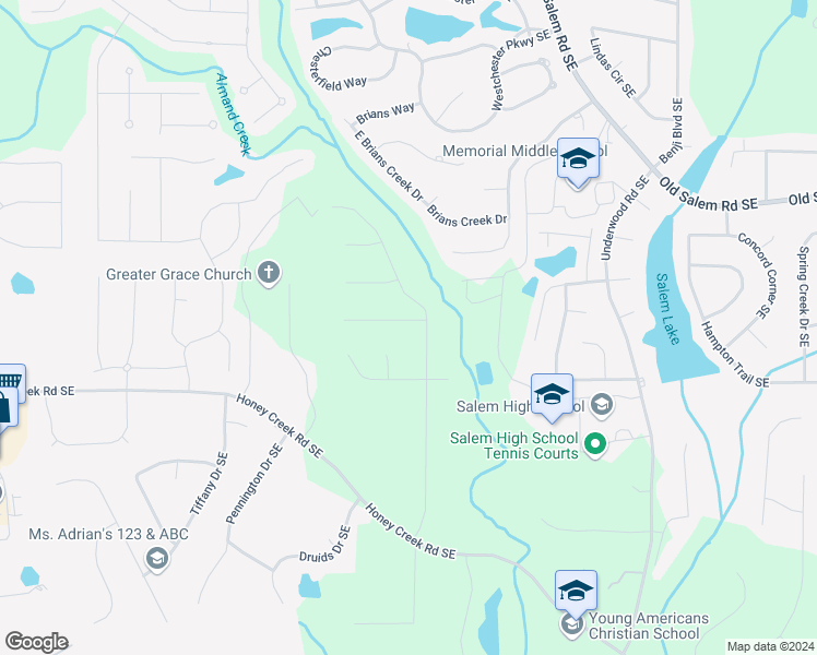 map of restaurants, bars, coffee shops, grocery stores, and more near 1603 Windy Hill Place Southeast in Conyers