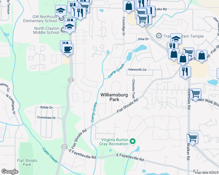 map of restaurants, bars, coffee shops, grocery stores, and more near 5730 Broadleaf Way in Atlanta