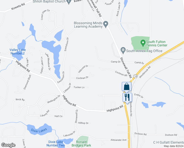 map of restaurants, bars, coffee shops, grocery stores, and more near 5120 Cochran Drive in Union City