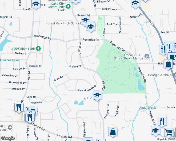 map of restaurants, bars, coffee shops, grocery stores, and more near 5753 Pearson Place in Forest Park