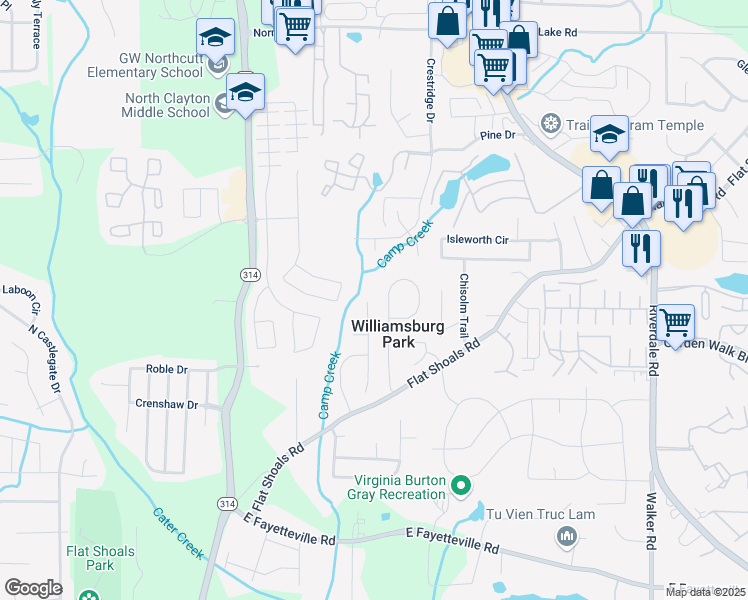 map of restaurants, bars, coffee shops, grocery stores, and more near 5730 Broadleaf Way in Atlanta