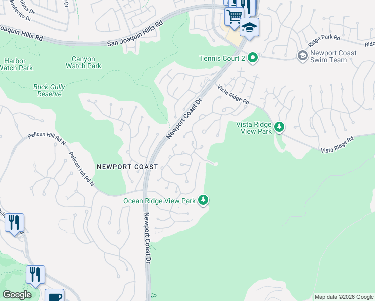 map of restaurants, bars, coffee shops, grocery stores, and more near 5 Ocean Ridge Drive in Newport Beach