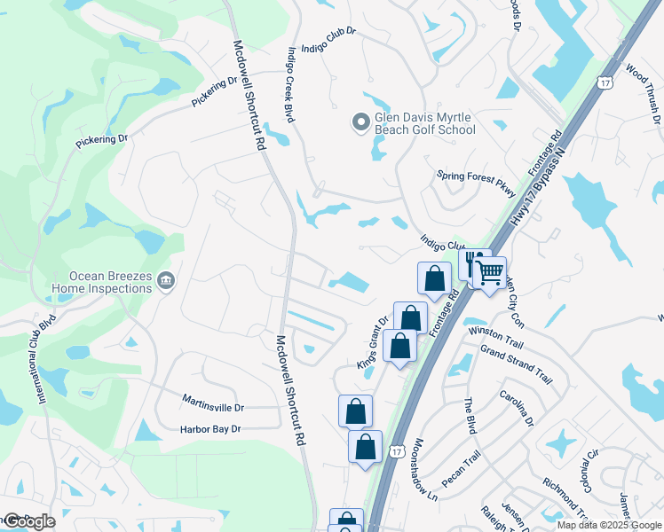 map of restaurants, bars, coffee shops, grocery stores, and more near 337 Muscari Drive in Murrells Inlet
