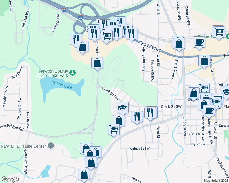 map of restaurants, bars, coffee shops, grocery stores, and more near 5114 Arnold Street in Covington