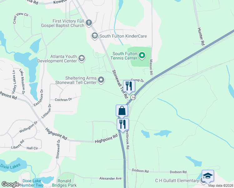 map of restaurants, bars, coffee shops, grocery stores, and more near 4800 Cochran Road in Atlanta