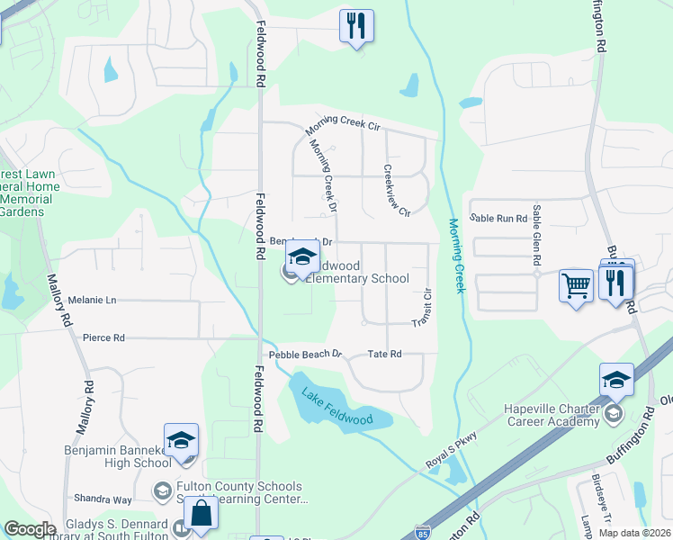 map of restaurants, bars, coffee shops, grocery stores, and more near 5780 Bearing Way in College Park