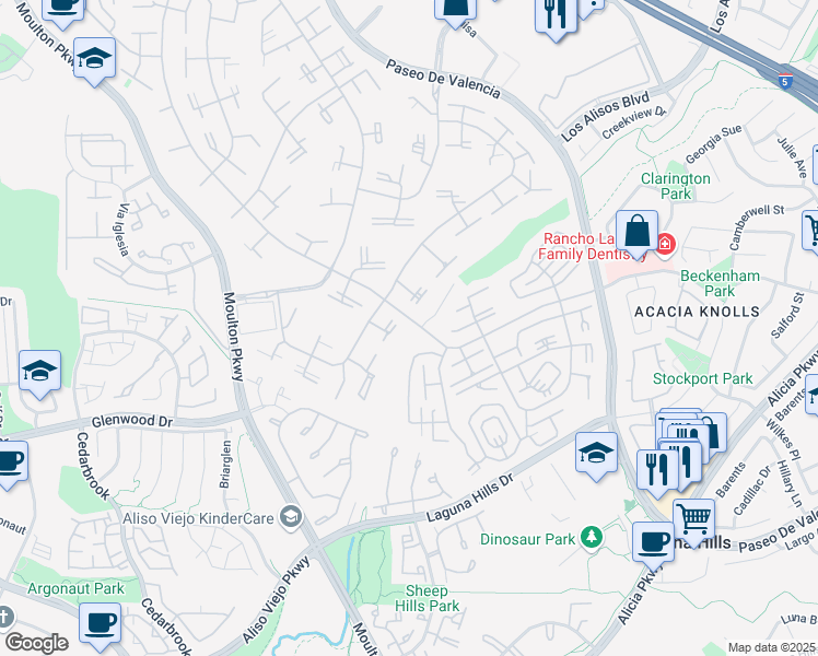 map of restaurants, bars, coffee shops, grocery stores, and more near 918 Avenida Majorca in Laguna Woods