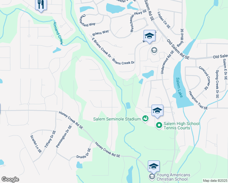 map of restaurants, bars, coffee shops, grocery stores, and more near 3738 Windy Hill Drive Southeast in Conyers