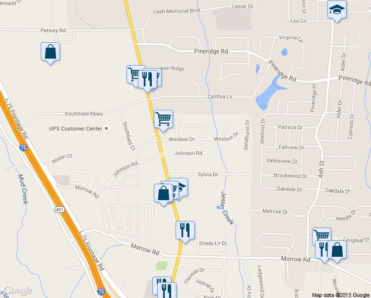 map of restaurants, bars, coffee shops, grocery stores, and more near 416 Johnson Rd in Forest Park