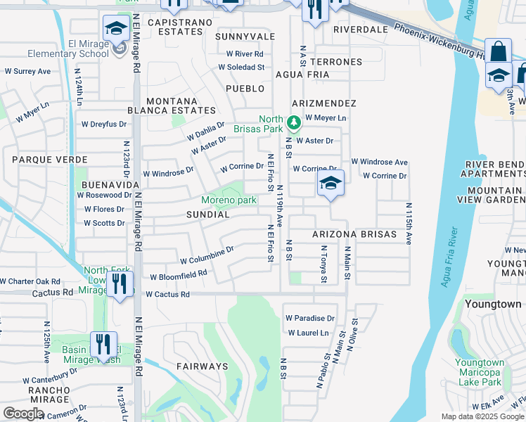 map of restaurants, bars, coffee shops, grocery stores, and more near 11924 West Scotts Drive in El Mirage