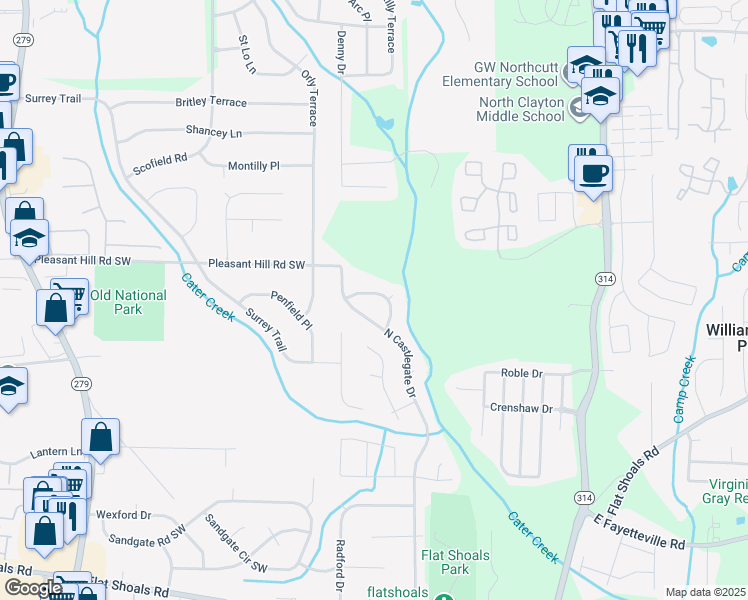 map of restaurants, bars, coffee shops, grocery stores, and more near 2036 Laboon Circle in Atlanta