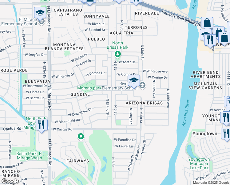map of restaurants, bars, coffee shops, grocery stores, and more near 11854 W Scott's Dr in El Mirage