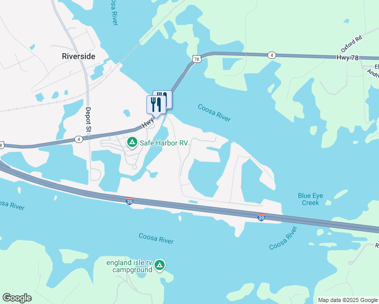 map of restaurants, bars, coffee shops, grocery stores, and more near 346 River Bend Road in Riverside