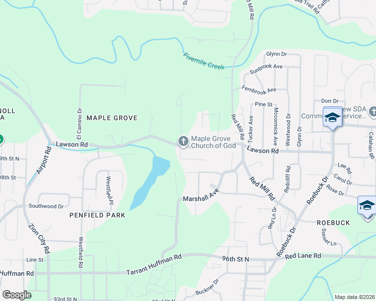 map of restaurants, bars, coffee shops, grocery stores, and more near 516 Samuel Way in Birmingham