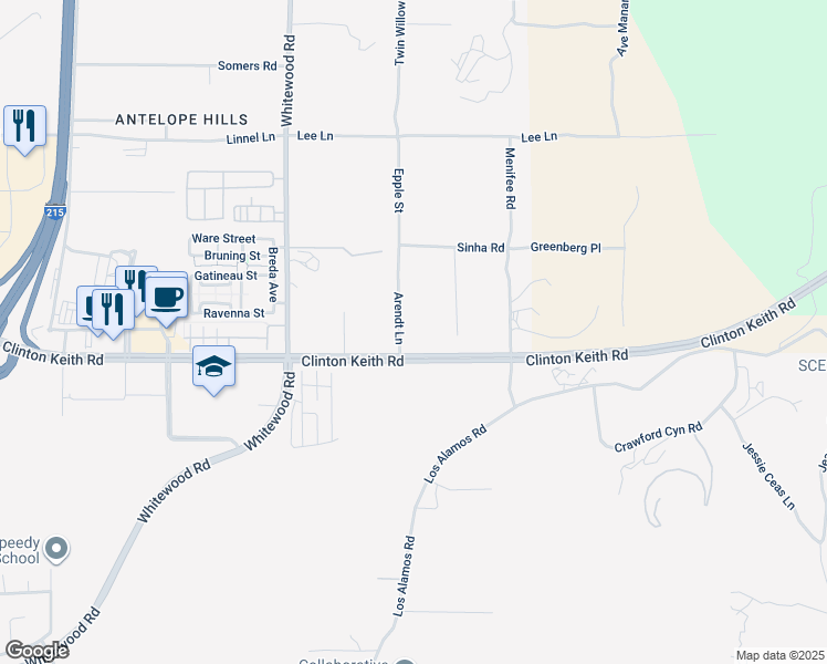 map of restaurants, bars, coffee shops, grocery stores, and more near 35960 Arendt Lane in Murrieta