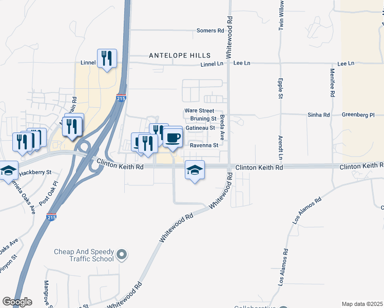 map of restaurants, bars, coffee shops, grocery stores, and more near 28298 Socorro Street in Murrieta