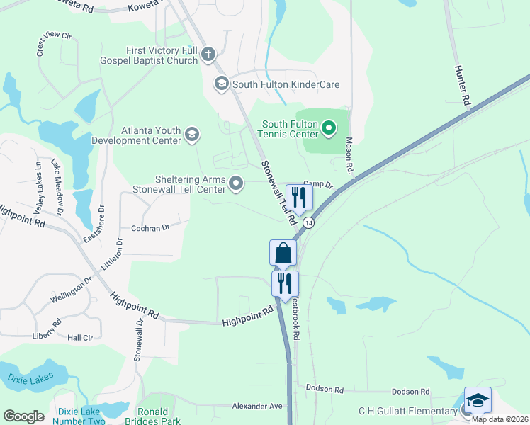 map of restaurants, bars, coffee shops, grocery stores, and more near 4810 Cochran Road in Atlanta