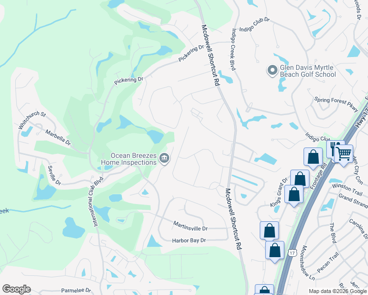 map of restaurants, bars, coffee shops, grocery stores, and more near 786 Cherry Blossom Drive in Murrells Inlet