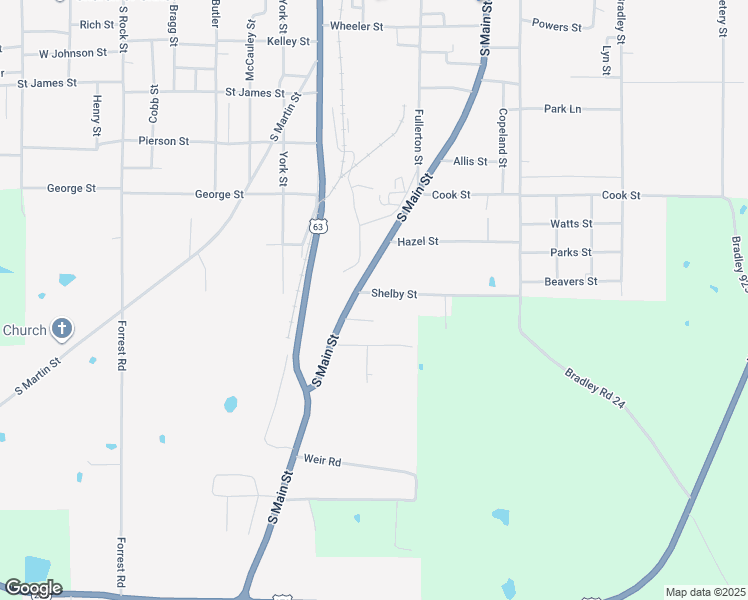 map of restaurants, bars, coffee shops, grocery stores, and more near 1213 South Main Street in Warren