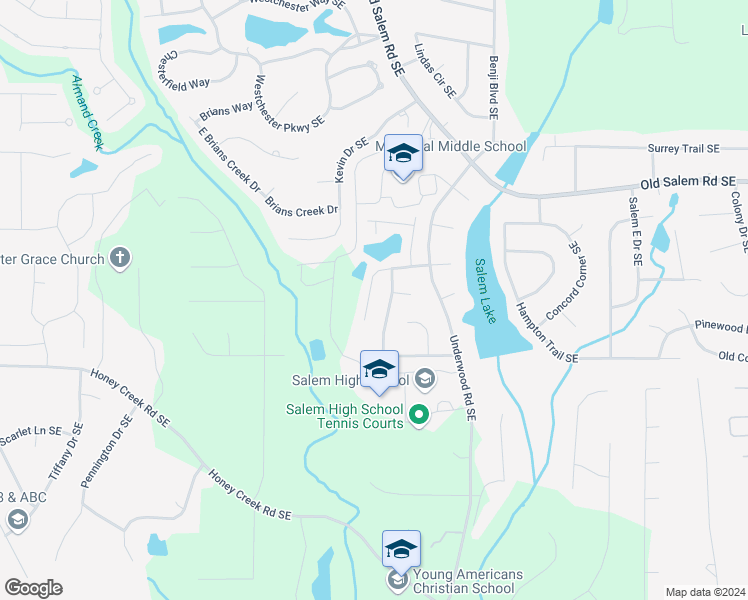 map of restaurants, bars, coffee shops, grocery stores, and more near 1737 Salem Woods Drive Southeast in Conyers