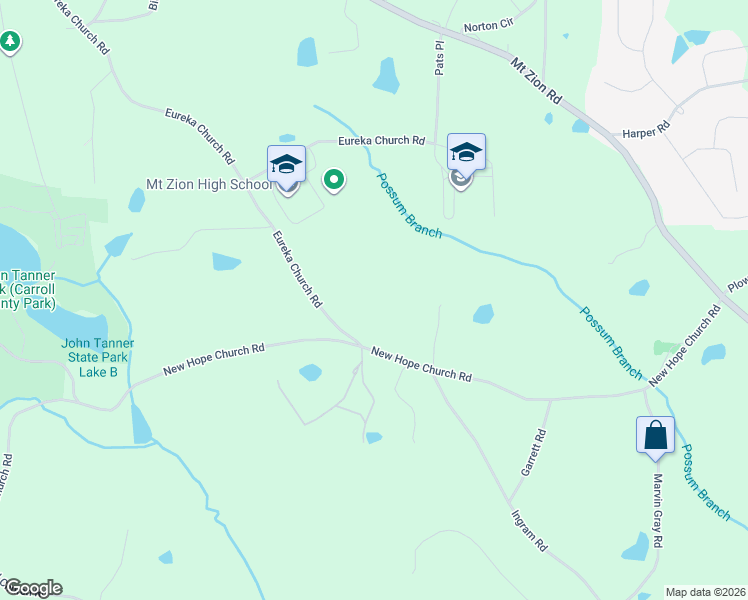 map of restaurants, bars, coffee shops, grocery stores, and more near 499 New Hope Church Road in Carrollton