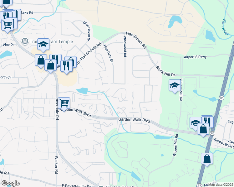 map of restaurants, bars, coffee shops, grocery stores, and more near 1000 Lake Regency Drive in Atlanta