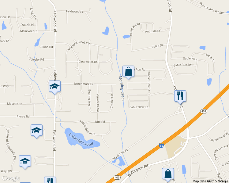 map of restaurants, bars, coffee shops, grocery stores, and more near 535 Transit Circle in Atlanta