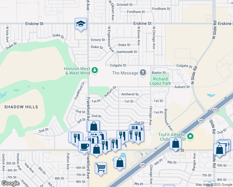 map of restaurants, bars, coffee shops, grocery stores, and more near 109 North Elkhart Avenue in Lubbock