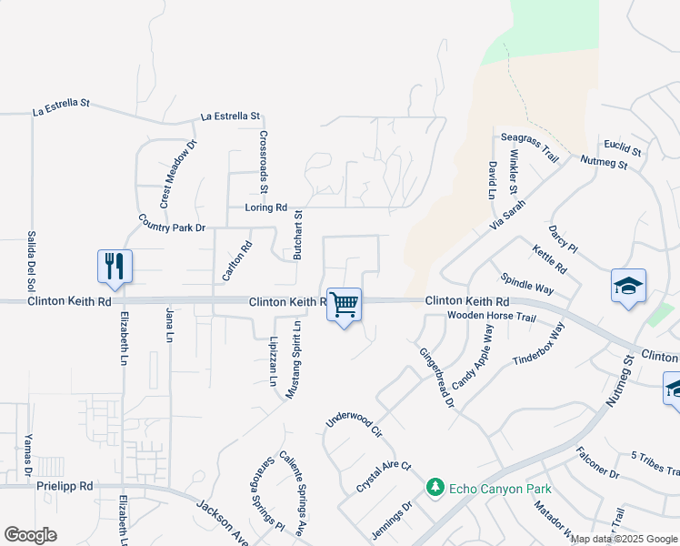 map of restaurants, bars, coffee shops, grocery stores, and more near 35921 Camelot Circle in Wildomar